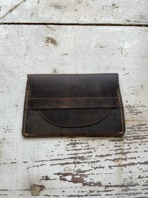 Brown Leather Card Holder with Flap
