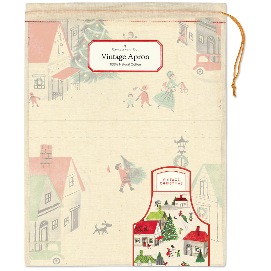 Apron in a Drawstring Bag - Christmas Village