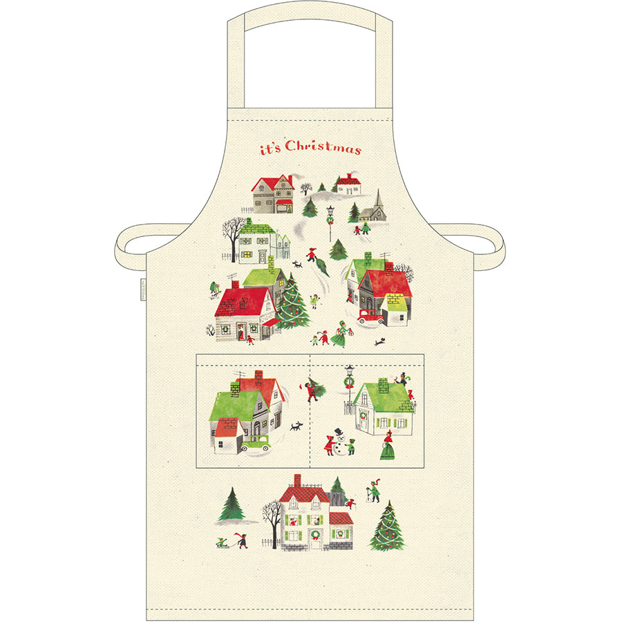 Apron in a Drawstring Bag - Christmas Village