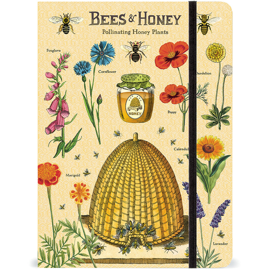 Large Notebook with Elastic Closure - Bees and Honey