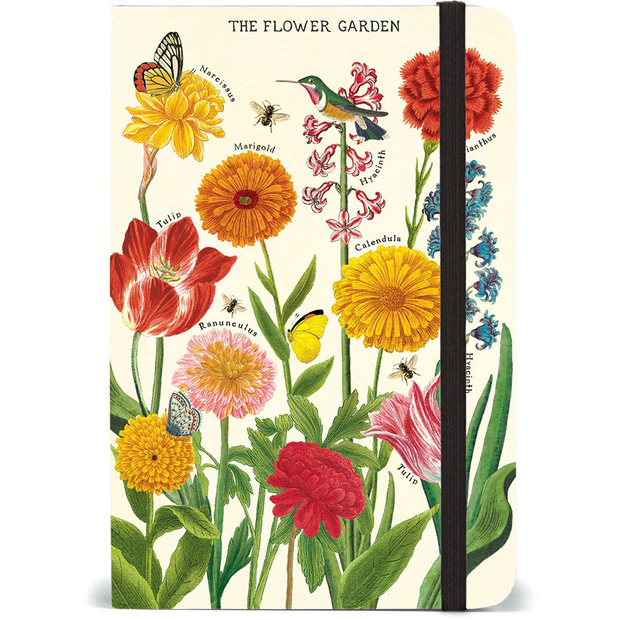 Small Notebook with Elastic Closure - Flower Garden