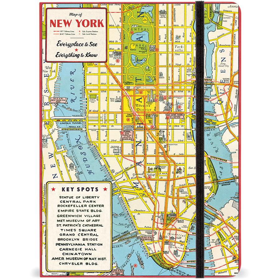 Large Notebook with Elastic Closure - New York City Map