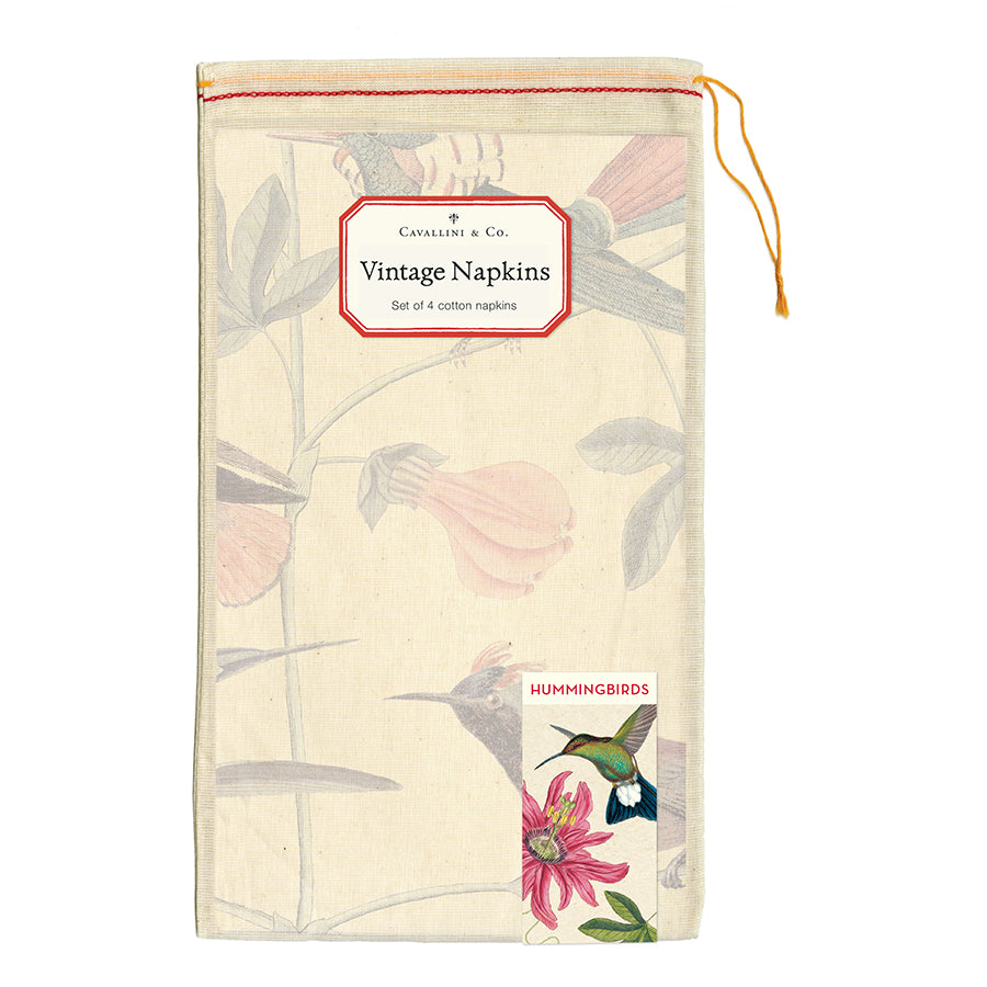 Vintage Cloth Napkin Hummingbirds - Set of 4