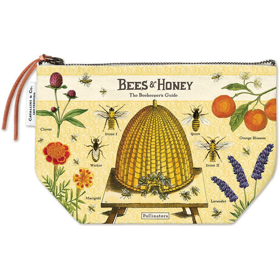 Vintage Zipper Pouch Large - Bees and Honey