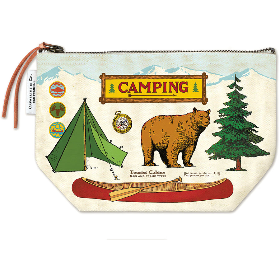 Vintage Zipper Pouch Large - Camping