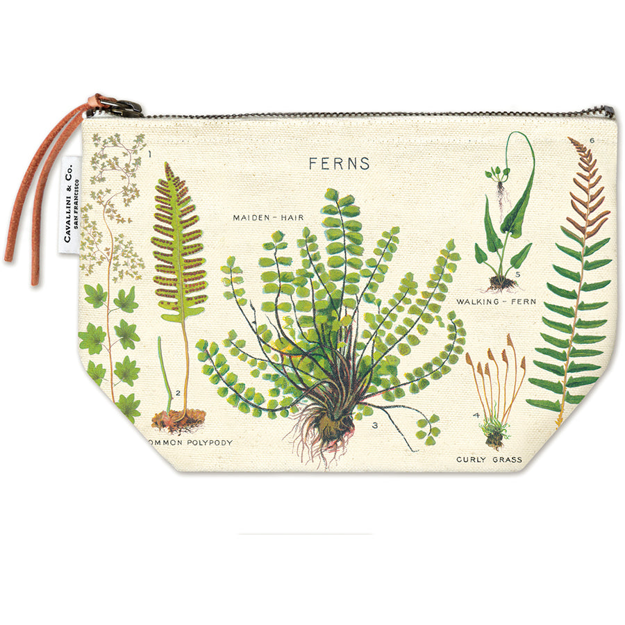 Vintage Zipper Pouch Large - Ferns