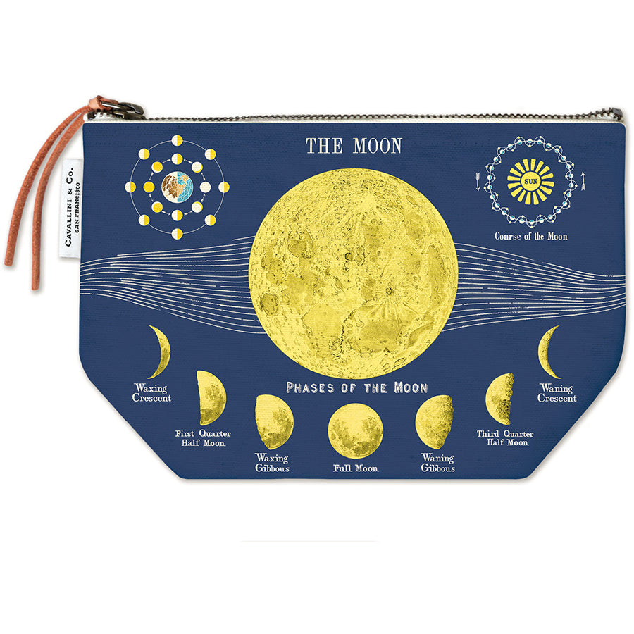 Vintage Zipper Pouch Large - Moon Chart