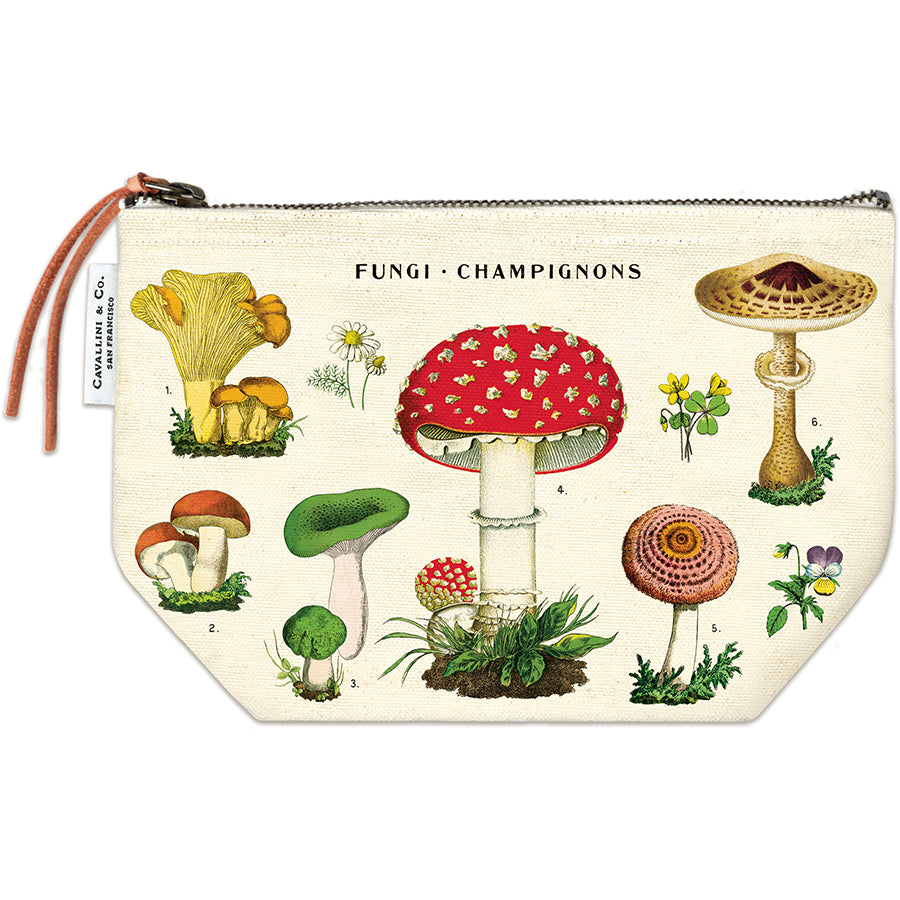 Vintage Zipper Pouch Large - Mushrooms