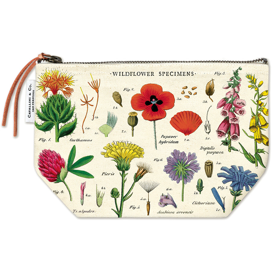 Vintage Zipper Pouch Large - Wildflowers