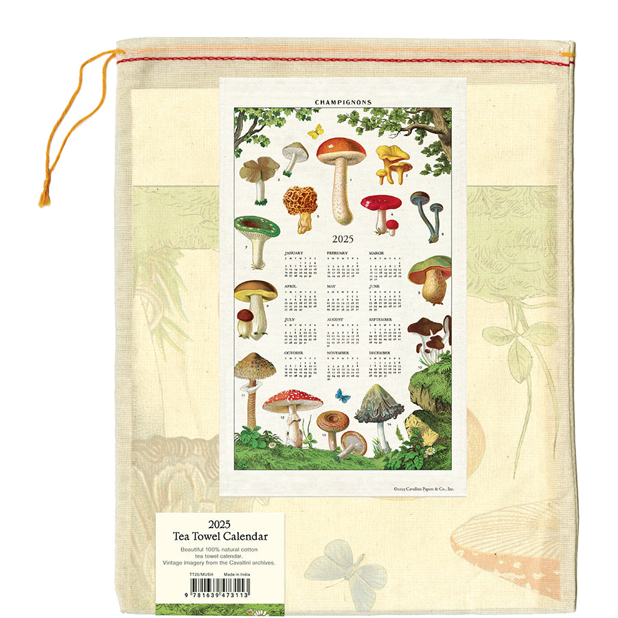 Tea Towel Mushrooms Calendar 2025