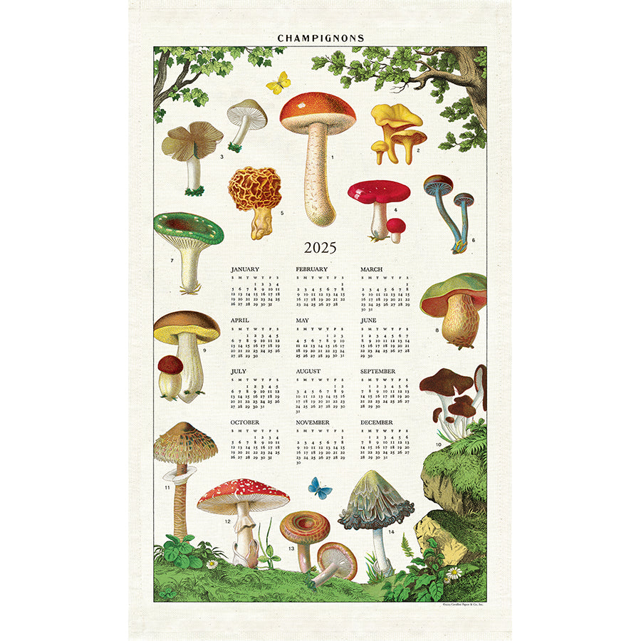 Tea Towel Mushrooms Calendar 2025