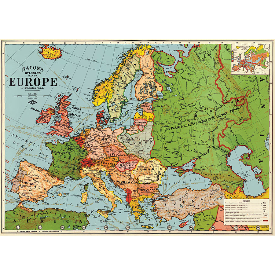 Bacon&#39;s Map of Europe Poster