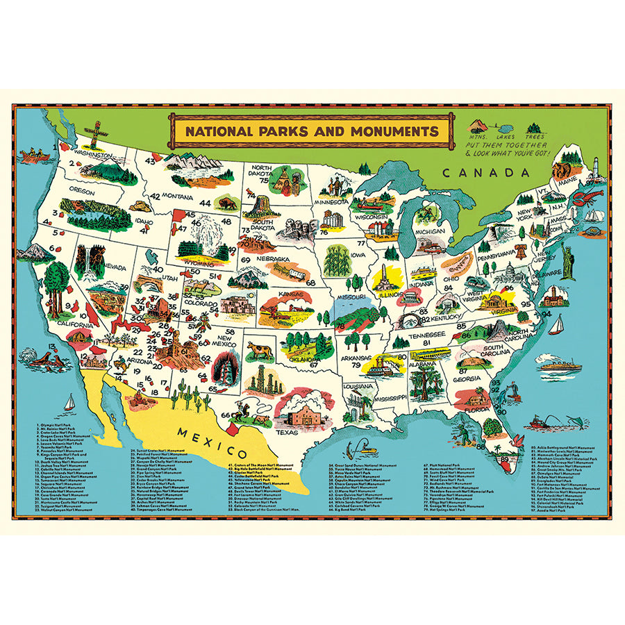 USA National Parks and Monuments Poster