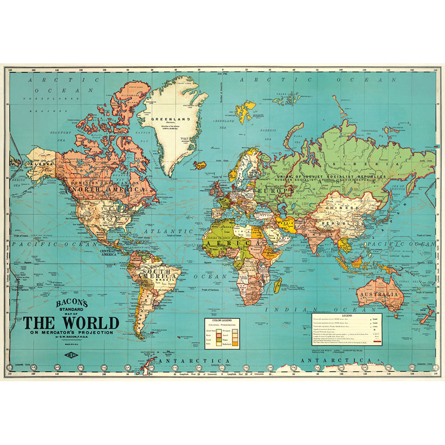 Bacon&#39;s Map of the World Poster