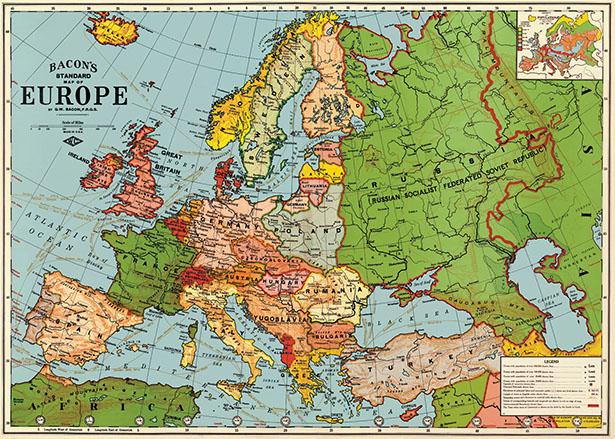 Bacon&#39;s Map of Europe Poster