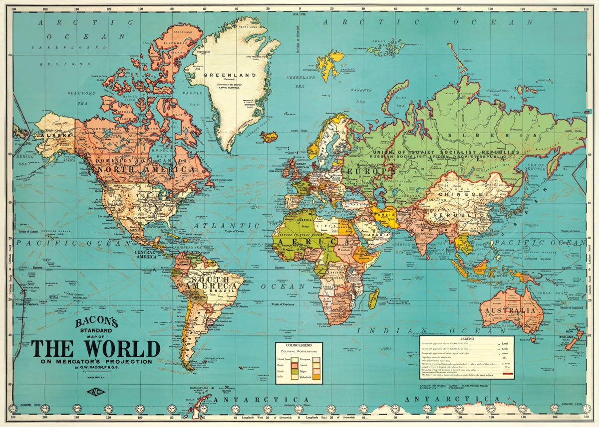Bacon&#39;s Map of the World Poster