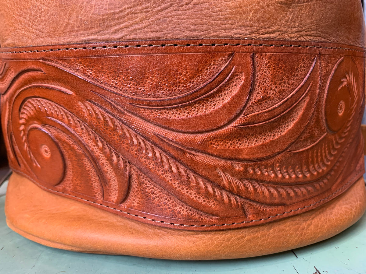 Carved Leather Bucket Bag