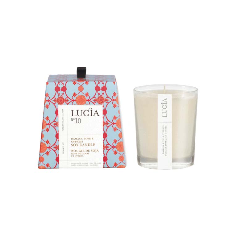 Lucia Candle Organic Soy No. 10 Damask Rose and Cypress