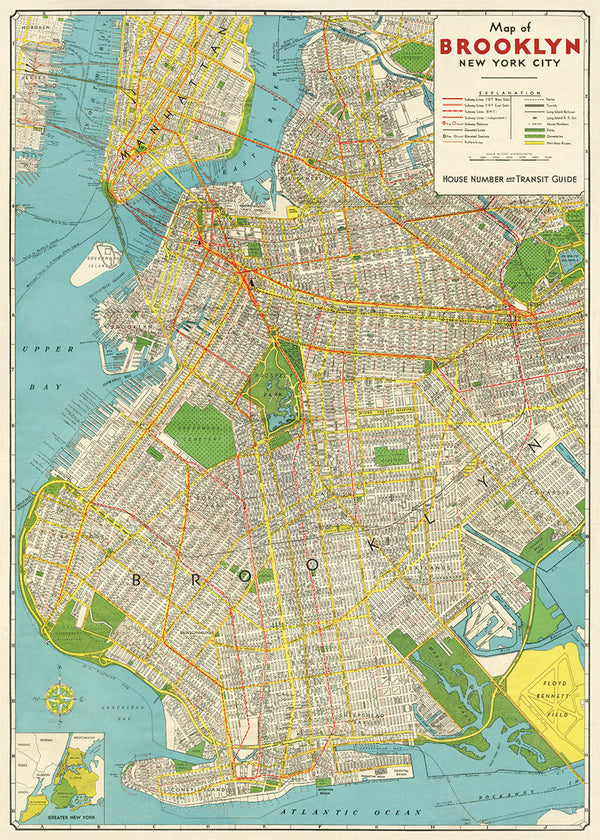 Map of Brooklyn - Cartolina