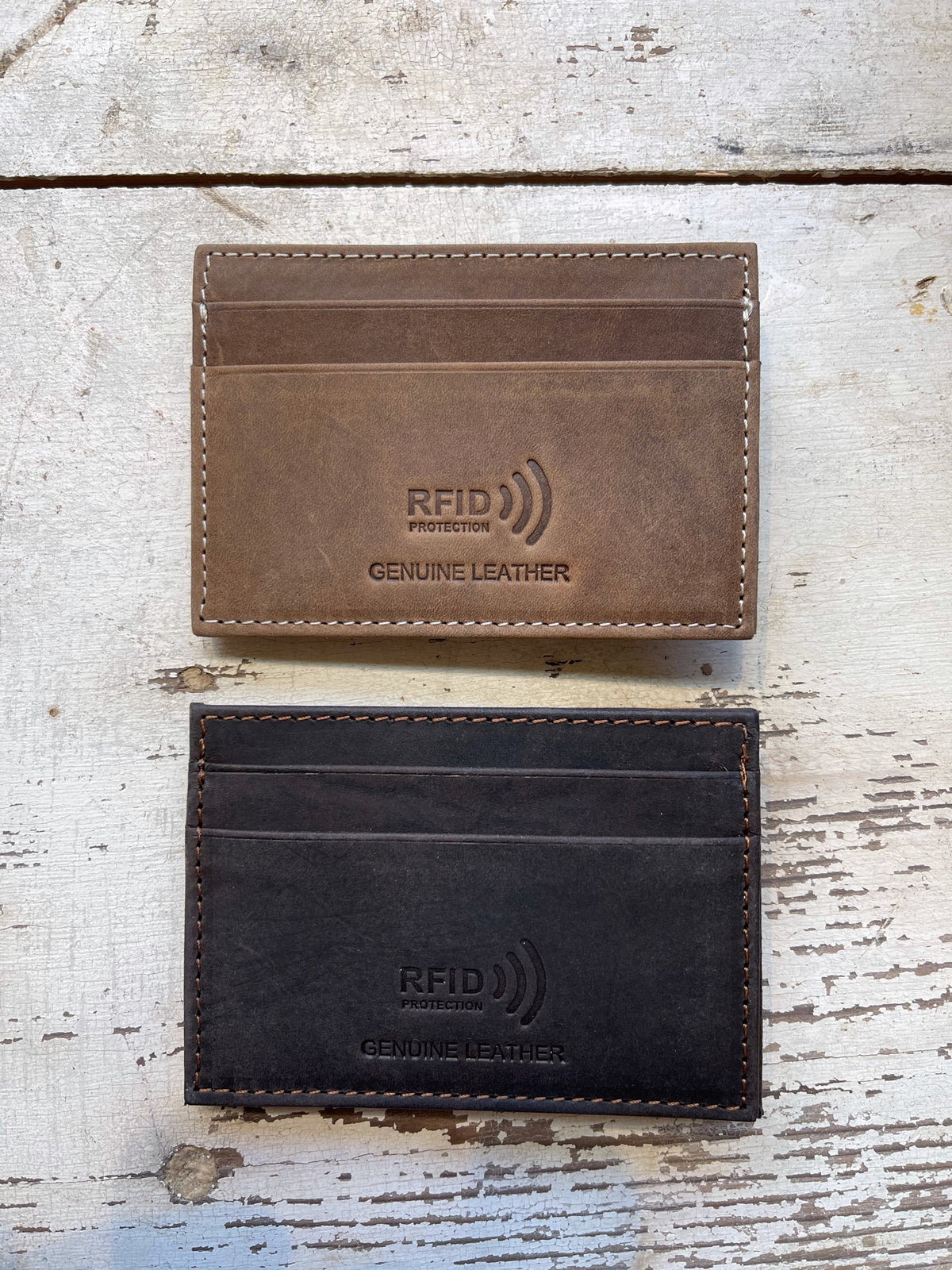 Brown Leather Money Clip Wallet with Bottle Opener