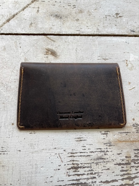 Brown Leather Card Holder with Flap